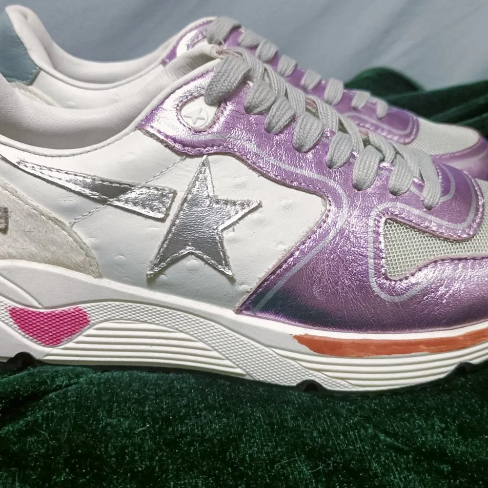 Golden Goose Running Sole sneakers in laminated pink with silver star - Picture 4 of 7